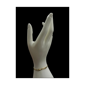 Figaro Diamond Link Kids Bracelet w/ Plate 10K